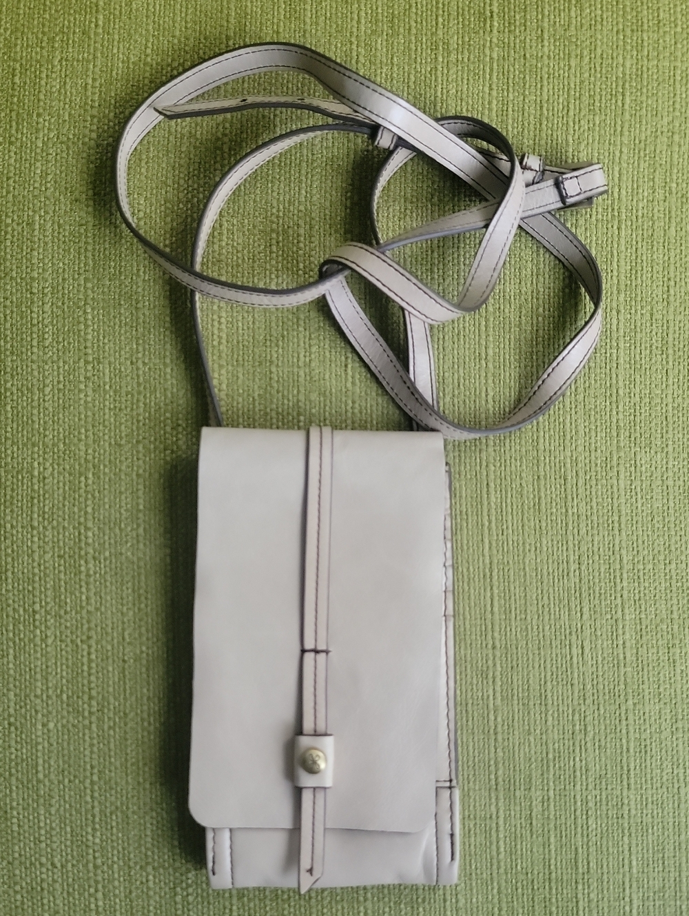 Hobo Leather Crossbody Phone Pouch - Light Gray